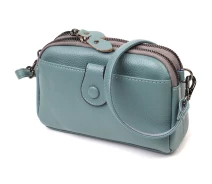 Придбати - жіночу сумку  Клатч шкіряний жіночий 19х12х7 см Vintage Сіро-блакитний