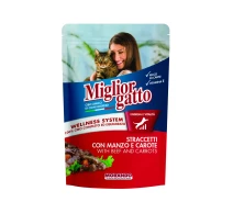 Придбати - корм для кота  Вологий корм для дорослих кішок Morando Migliorgatto Pouch з яловичиною та морквою 100 г (01401B) (685d60497bb64e437975f447)