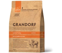 Придбати - корм для собаки  Сухий корм Grandorf (Грандорф) Lamb & Turkey Junior для юніорів ягня з рисом, 10 кг