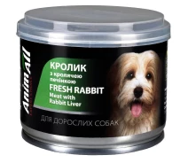 Придбати - корм для собаки  Вологий корм AnimAll для собак, з кролем та кролячою печінкою, 195 г (4820224502229)