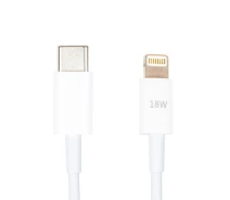 Придбати - кабель та перехідник  Кабель PowerPlant USB Type-C – Lightning 18W 1м Швидка зарядка iPhone Білий (19519)