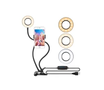 Придбати - кільцеве світло  Кільцева світлодіодна лампа з прищіпкою для селфі з тримачем телефону 9 см живлення через USB (MLD_V1013)