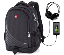 Придбати - рюкзак  Міський молодіжний рюкзак з ортопедичною спинкою чорний із usb зарядним пристроєм чоловічий Winner  для студентів (416 В)