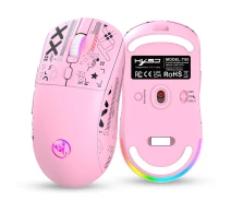 Придбати - мишку для ноутбука  Миша бездротова, безшумна HYSJ Т90 з акумулятором та підсвічуванням 2,4G+Bluetooth Pink Миша бездротова, безшумна HYSJ Т90 з акумулятором та підсвічуванням 2,4G+Bluetooth Pink