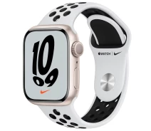 Придбати - смарт-годинник  Смарт-часи Apple Watch Nike Series 7 GPS 45mm Starlight Aluminum Case with Pure Platinum/Black Nike Sport Band (MKNA3) [65347] "Seller Refurbished"