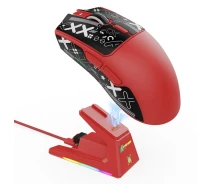 Придбати - мишку для ноутбука  Миша бездротова attack shark x1 + док-станція, red (grip tape), bluetooth 5.2/usb 2.4ghz/type-c, оптична (сенсор pixart paw3395 pro), до 40 000 dpi, 60g, 700ips, а 5 53 г