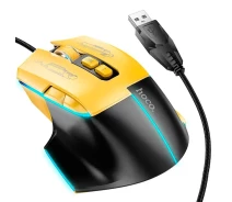 Придбати - мишку для ноутбука  Миша дротова Hoco GM31 Overlord luminous gaming 1200-3600DPI USB 1.4M для ПК/ноутбука ігрова з підсвіткою Чорний-Жовтий