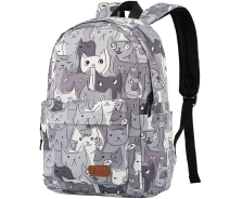 Придбати - рюкзак  Рюкзак для ноутбука 2E TeensPack Cats 13″, 15 л, сірий принт, поліестер, з органайзером