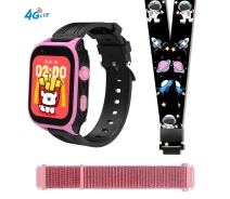 Придбати - смарт-годинник  Дитячий розумний смарт годинник D8M з GPS, SIM-картою, відеодзвінком, прослуховуванням, камерою та 2 додатковими ремінцями в комплекті Рожевий