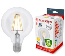 Придбати - LED-лампу  Лампа филаментам Electrum GLOBE D95 8W GL LG-6F Е27 2700К Rf 1050lm (A-LG-0477)