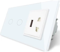 Придбати - розетку и выключатель  Вимикач сенсорний з силовою і USB розеткою Livolo, білий, скло (VL-C702 / C7USBC1A-11)