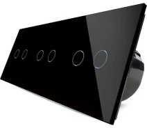 Придбати - розетку и выключатель  Вимикач сенсорний Livolo 2 + 2 + 2, чорний, скло (VL-C706-11)