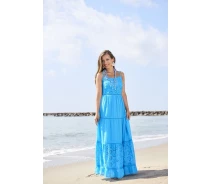 Придбати - пляжний сарафан  Довгий пляжний сарафан прошва Fresh Cotton 2401 F-2C 48 (XL) Блакитний Fresh Cotton 2401 F-2C