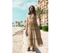 Придбати - пляжну сукню  Довге пляжне плаття Fresh Cotton 638 F-2c 50 (XXL) Бежевий Fresh Cotton 638 F-2c