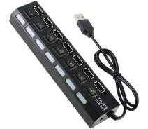 Придбати - кардрідер  Хаб USB 2.0 7 портов с переключателями на каждый порт, Black, 480Mbts High Speed, питание от USB, Blister Q100 (5447-ytg)