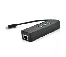 Придбати - кардрідер  Хаб Type-C алюминиевый, 3 порта USB 3.0 + 1 порт Ethernet, Black, Пакет (12944-ytg)