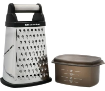 Придбати - тертку та овочерізку  Терка чотирьохстороння з контейнером KitchenAid Universal, чорний (KQG300OSOBE)