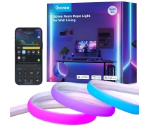 Придбати - світлодіодну стрічку  Стрічка світлодіодна розумна Govee H6641 Neon Rope Light for Wall Lining, 5м, RGBIC, білий (H66413D1)
