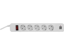 Придбати -  Фільтр живлення ProLogix 5 розеток, 1.8 м 0.75 мм мідь, 2xUSB 3.0, білий (PRS-075P5CUSB-18W)