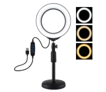 Придбати - кільцеве світло  Кільцева USB LED лампа Puluz PU392 6.2" + настільне кріплення 18-28 см