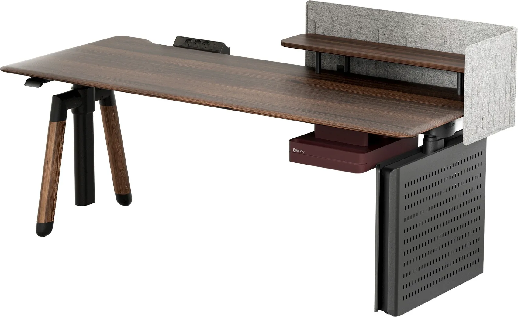 Комп'ютерний стіл Sihoo D07 1.8m Walnut/Black (D07A-101/D07J-101-AB/DO7-P)
