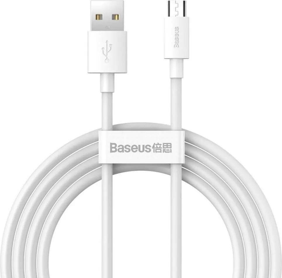 Кабель Baseus USB to Micro 2.1A 1.5m (TZCAMZJ-02) білий