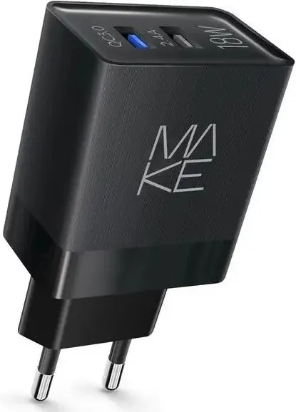 Зарядний пристрій MAKE 18W 2U QC3.0+2.4A (MCW-322QBK) чорний